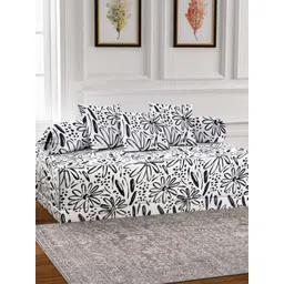 Arrabi 6-Pcs White & Black Printed Diwan Set-image-15