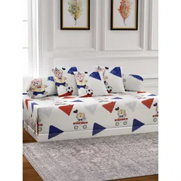 Arrabi 6-Pcs White & Blue Printed Diwan Set-image-44