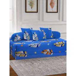 Arrabi 6-Pcs White & Blue Printed Diwan Set-image-45
