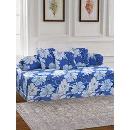 Arrabi 6-Pcs White & Blue Printed Diwan Set-image-17
