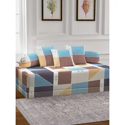 Arrabi 6-Pcs White & Brown Printed Diwan Set-image-37