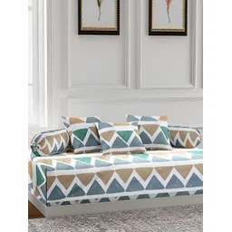 Arrabi 6 Pcs White & Grey Geometric Printed Diwan-image-5