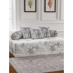 Arrabi 6-Pcs White & Grey Printed Diwan Set-image-31