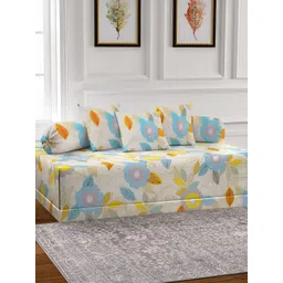 Arrabi 6-Pcs White & Yellow Printed Diwan Set-image-40