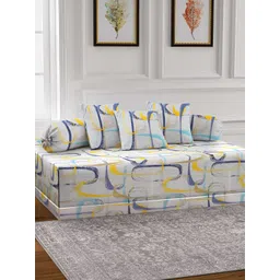 Arrabi 6-Pcs White & Yellow Printed Diwan Set-image-29