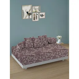 Arrabi 6Pcs Brown & Beige Floral Printed Skin-Friendly Superfine Quality Diwan Set-image-8