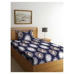 arrabi Arrabbi Single Bed Cotton Bedsheet and Pillow Cover - Blue-picture-21