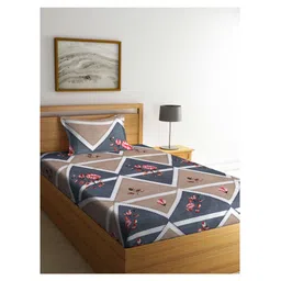 arrabi Arrabbi Single Bed Cotton Bedsheet and Pillow Cover - Brown-picture-19