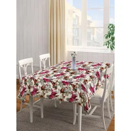 Arrabi Beige & Pink Floral Printed 6-Seater Rectangular Table Cover-image-19