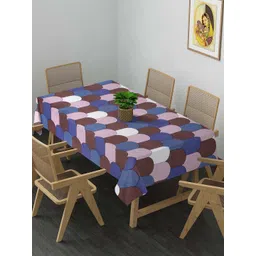 Arrabi Blue & Pink Geometric Printed 6-Seater Table Cover-image-43
