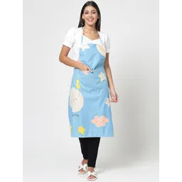 Arrabi Blue & White Cartoon Printed Apron With 2 Patch Pockets-picture-15