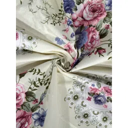 Arrabi Bookfold Off White & Blue Floral 300 TC King Bedsheet With 2 Pillow Covers image 4