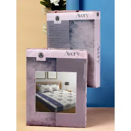 Arrabi Bookfold Off White & Blue Floral 300 TC King Bedsheet With 2 Pillow Covers image 3