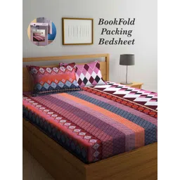 Arrabi Bookfold Red & Pink Ethnic Motifs Printed 300 TC King Bedsheet With 2 Pillow Covers-picture-15