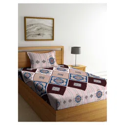 Arrabi Cotton Single Bedsheet and Pillow Cover  Brown-picture-24
