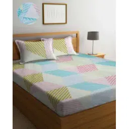 arrabi Geometric Print Double Bedsheet with Pillow Covers-picture-21