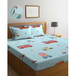 arrabi Graphic Print Double Size Bedsheet with 2 Pillow Covers-picture-46