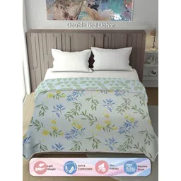 Arrabi Green & Blue Floral Printed Mild Winter 300 GSM Dohar-image-38