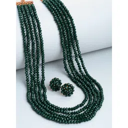 Arrabi Green Artificial Stones and Beads Jewellery Set-image-1