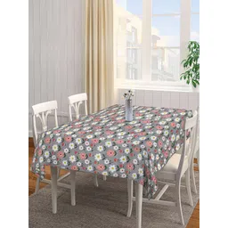 Arrabi Grey & Pink Floral Printed 8-Seater Table Cover-image-46