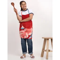 Arrabi Kids Red & Pink Printed Apron With Pocket-image-25