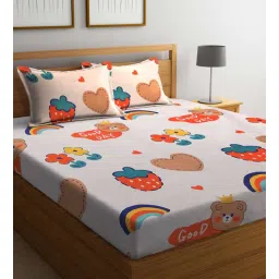 arrabi Multicolor Characters 300 TC Cotton Blend Double Size Bedsheet With 2 Pillow Covers-picture-20