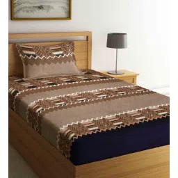 arrabi Multicolor Traditional 300 TC Cotton Blend Single Bed Sized Bed Sheets With 1 Pillow Cover-picture-12