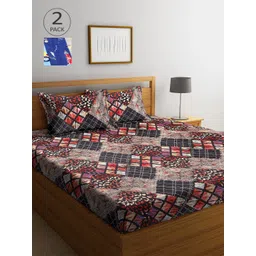 Arrabi  Pack Of 2 Black & Blue Graphic 300 TC 2 King Bedsheet with 4 Pillow Covers-picture-18