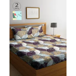 Arrabi  Pack Of 2 Green & Grey Floral 300 TC 2 King Bedsheet with 4 Pillow Covers-picture-24