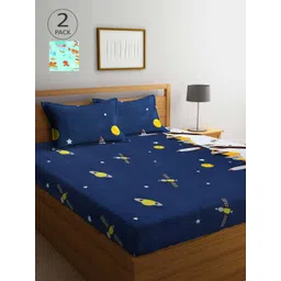 Arrabi Pack Of 2 Printed 300 TC King 2 Bedsheets with 4 Pillow Covers-image-22