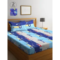 Arrabi Pack of 2 Printed 300 TC King Bedsheet with 4 Pillow Covers-image-21