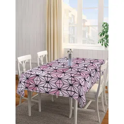 Arrabi Pink & Black Geometric Printed 6-Seater Rectangle  Table Cover-image-26