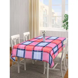 Arrabi Pink & Blue Checked 8 Seater Rectangular Table Covers-image-5