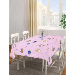 Arrabi Pink & Blue Conversational Printed 6-Seater Table Cover-image-33