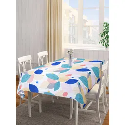 Arrabi Pink & Blue Leaf Printed 6-Seater Table Cover-image-14