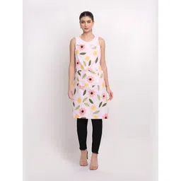 Arrabi Pink & Green Floral Printed Cotton Aprons With Pockets-image-39