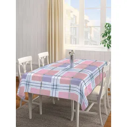 Arrabi Pink & Purple Checked 6-Seater Table Cover-image-37