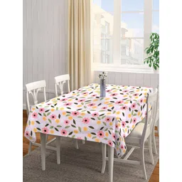 Arrabi Pink & White Floral Printed 8-Seater Table Cover-image-12