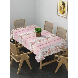 Arrabi Pink & White Printed 8-Seater Table Cover-image-27
