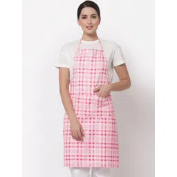 Arrabi Pink Checked Printed Apron-image-13