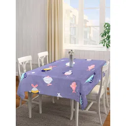 Arrabi Purple & Pink Conversational Printed 6-Seater Table Cover-image-48