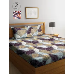 Arrabi Set of 2 300 TC Multi Printed Cotton Double Bedsheet with Pillow Covers-picture-39