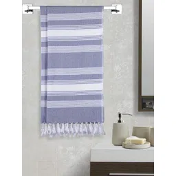 Arrabi Set Of 2 Blue & White Striped 210 GSM Handwoven Cotton Bath Towels-picture-18