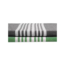 Arrabi Set Of 2 Grey & Green Handwoven 210 GSM Cotton Bath Towels image 4