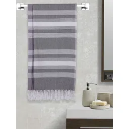 Arrabi Set Of 2 Grey & White Striped 210 GSM Cotton Bath Towels-picture-18