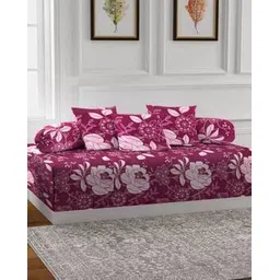 arrabi Set of 6 Floral Print TC Polycotton Diwan Set-picture-18