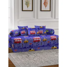 Arrabi Set Of 6 Red & Blue Cartoon Printed Cotton Blend Diwan Set-picture-23