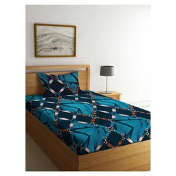 Arrabi Single Bed Cotton Bedsheet and Pillow Cover  Blue-picture-27