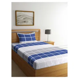 Arrabi Single Bed Cotton Bedsheet and Pillow Cover  Blue-picture-36