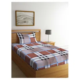 Arrabi Single Bed Cotton Bedsheet & Pillow Cover  Brown-picture-26